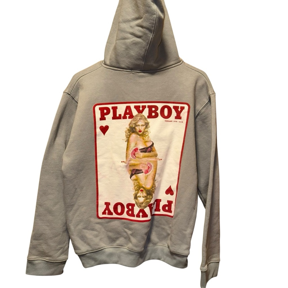 Playboy Gray Hoodie with Graphic Design